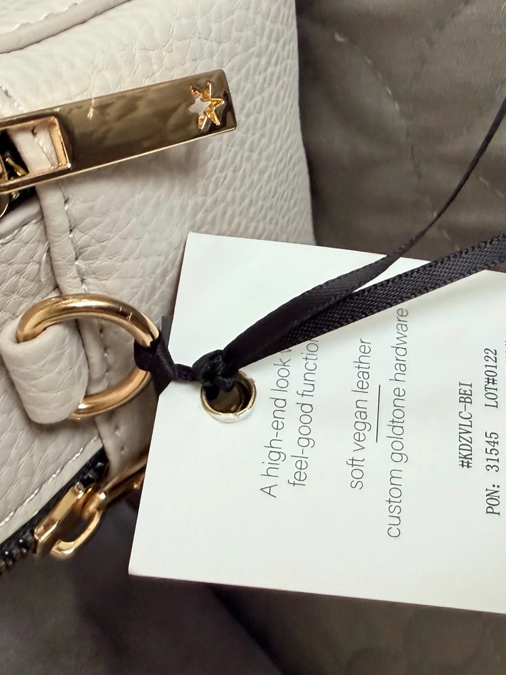 Kedzie Cream Leather Crossbody Bag with Gold Accents